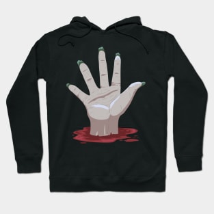 Hand stretches from the grave to the High Five Hoodie